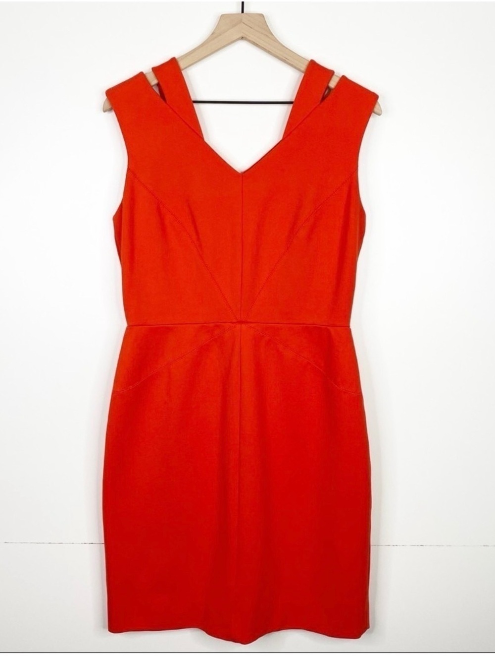 Sleeveless Red V-Neck Midi Dress